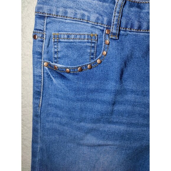 Flying Angel Gold Studded Mid Rise Wide Leg Jeans Medium Wash 11/30 NWT - Picture 11 of 11